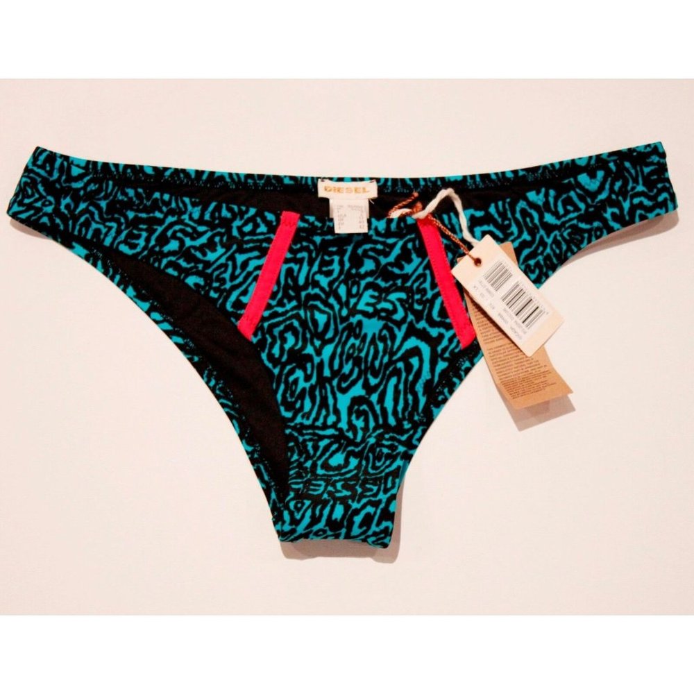 DIESEL Swim BIKINI Bottom BFS-Zedra TURQUOISE Black ANIMAL Print